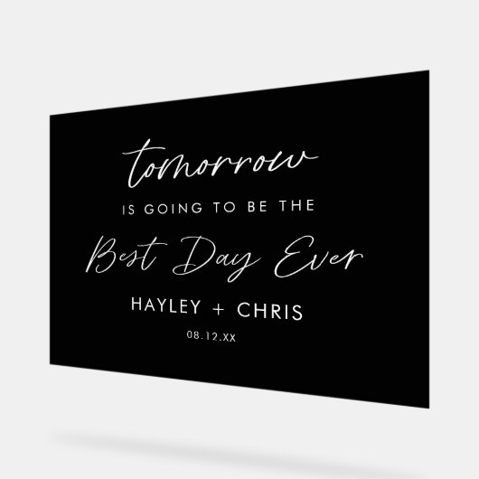 明日は夕飯最高のの日だ アクリルサイン (傾斜)