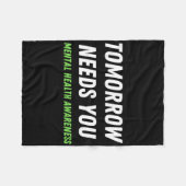 明日は自殺防止認識度蘇生 フリースブランケット (正面(横))