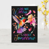 明日を心配しないで ハチドリと蝶 カード (黄色い花)