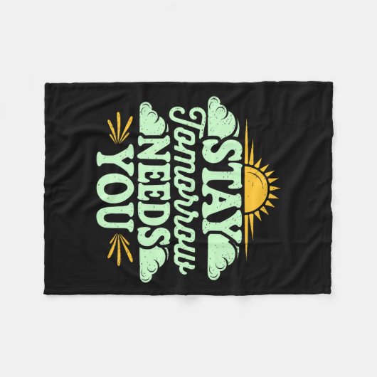 明日を生きるためにあなたが必要だ、自殺予防メンタルヘルス フリースブランケット (正面(横))