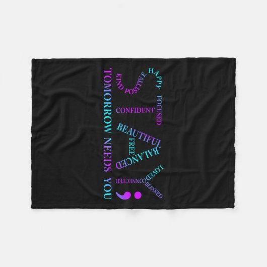 明日を生きるためにあなたが必要としている 自殺予防の認識 フリースブランケット (正面(横))