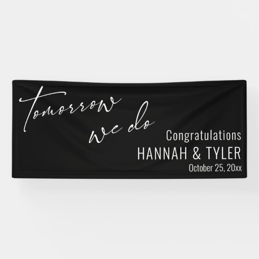 明日シンプルはリハーサルディナーブラック 横断幕 (横)