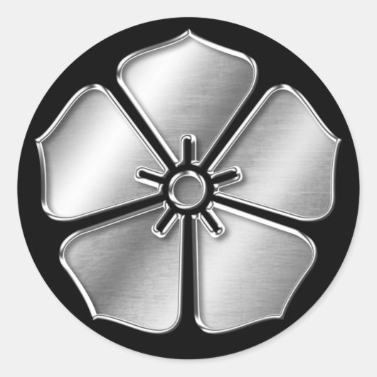 明智氏掃部銀色 ラウンドシール (正面)