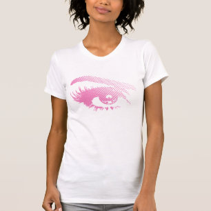 明暗中間部-ピンクの女性のスタイリッシュでかわいらしい目 Tシャツ