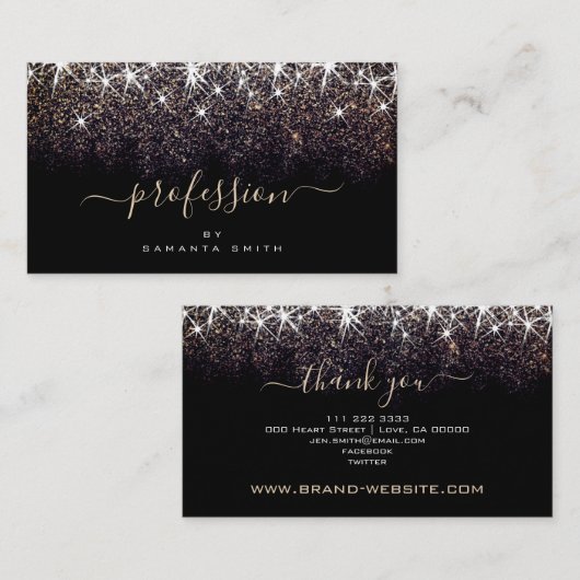 明暗金ゴールドグリッターエレガントプロフェッショナル 名刺 (正面/裏面)