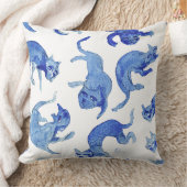 明浮猫クッション 20" - ファンタジーブルー& クッション (ブランケット)