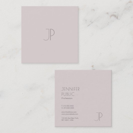 明白でエレガントでモダンで粋なデザインのモノグラムの贅沢 スクエア名刺 (正面/裏面)