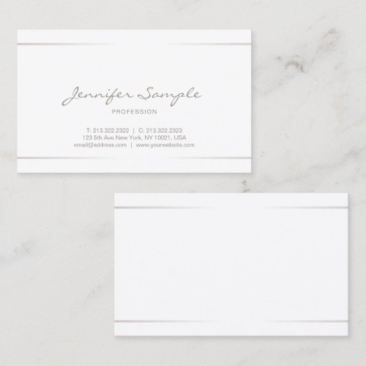 明白でエレガントな専門のモダンな銀製の効果 名刺 (正面/裏面)