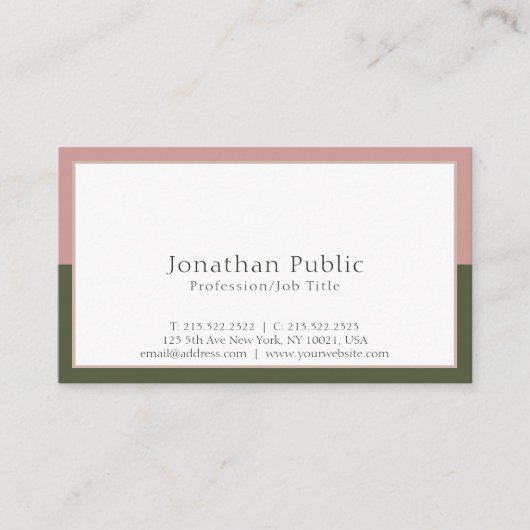 明白でシンプルでエレガントな色のプロフェッショナルのモダン 名刺 (正面)