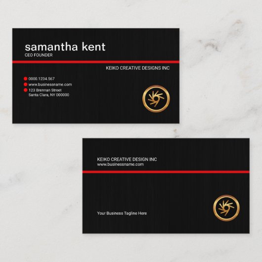 明白でシンプルで黒く軽くグランジな女性実業家CEO 名刺 (正面/裏面)