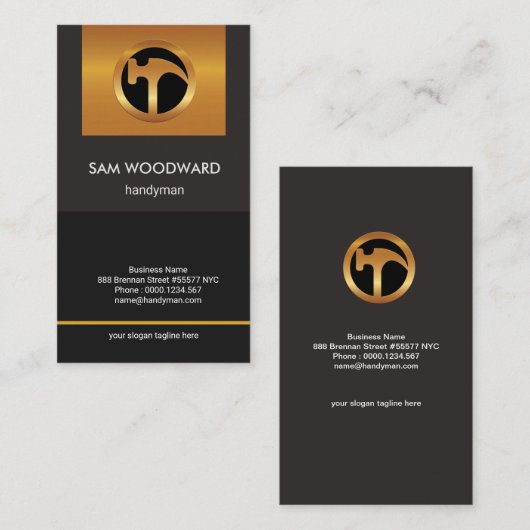 明白でシンプルなエレガント金ゴールドタブの便利屋をおろします 名刺 (正面/裏面)