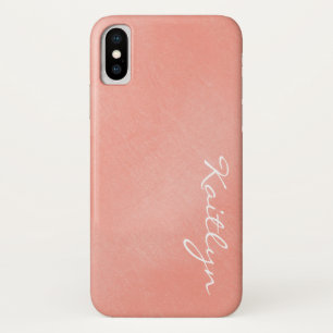 明白でシンプルな桃色のピンクのしわは名前と衰退しました iPhone X ケース