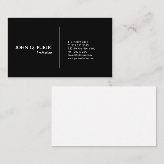 明白でシンプルな白黒のモダンのプロフェッショナル 名刺 (正面/裏面)