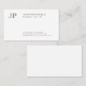 明白でモダンでエレガントなモノグラムの上品の白黒 名刺 (正面/裏面)