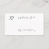 明白でモダンでエレガントなモノグラムの上品の白黒 名刺 (正面)