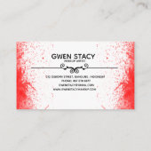 明白で白い名刺のシックで赤いペンキのしぶき 名刺 (裏面)