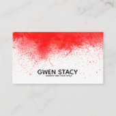 明白で白い名刺のシックで赤いペンキのしぶき 名刺 (正面)