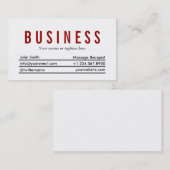 明白で赤いタイトルのマッサージセラピストの名刺 名刺 (正面/裏面)