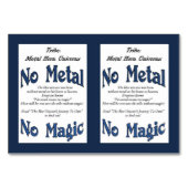 明白で青いユニコーンのトレーディングカード テーブルナンバー (裏面)