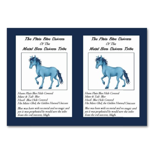 明白で青いユニコーンのトレーディングカード テーブルナンバー (正面)