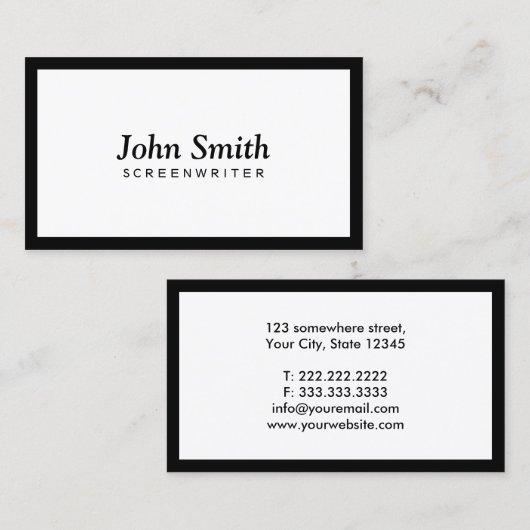 明白で黒いボーダー映画台本作家 名刺 (正面/裏面)