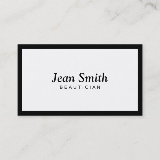 明白で黒いボーダー美容師の名刺 名刺 (正面)