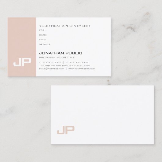 明白なアポイントメントのメモのモダンでエレガントなトレンディー 予約カード (正面/裏面)