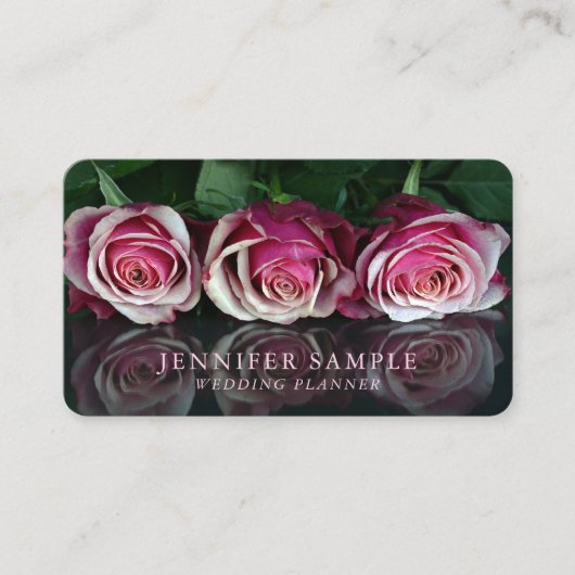 明白なウェディングプランナーのモダンな専門の花柄 名刺 (正面)