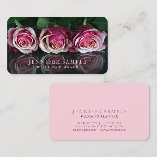 明白なウェディングプランナーのモダンな専門の花柄 名刺 (正面/裏面)