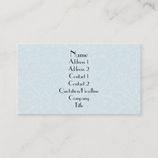 明白なダマスク織の花柄パターン 名刺 (正面)