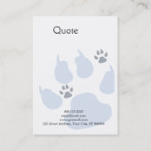 明白なペットの世話の動物の付き添い犬猫の足のプリント 名刺 (裏面)