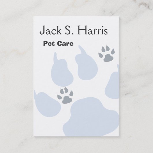 明白なペットの世話の動物の付き添い犬猫の足のプリント 名刺 (正面)