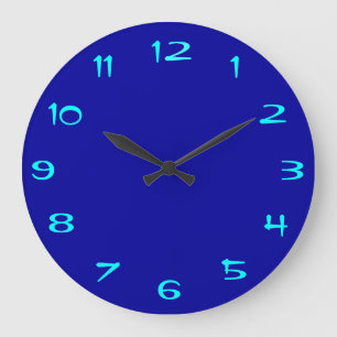 明白なロイヤルブルーおよび水>明白なRoundClocks ラージ壁時計
