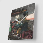 明白なヴィンテージのロコモーティブ夜-カスタムな列車 スクエア壁時計 (傾斜)