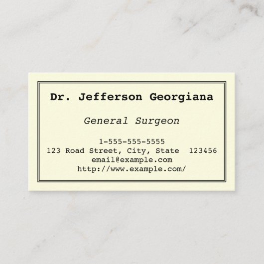 明白な及び基本的なSurgeon大将の名刺 名刺 (正面)
