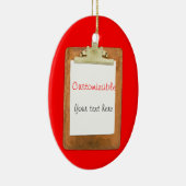 明白な白書が付いているクリップボード セラミックオーナメント (右)