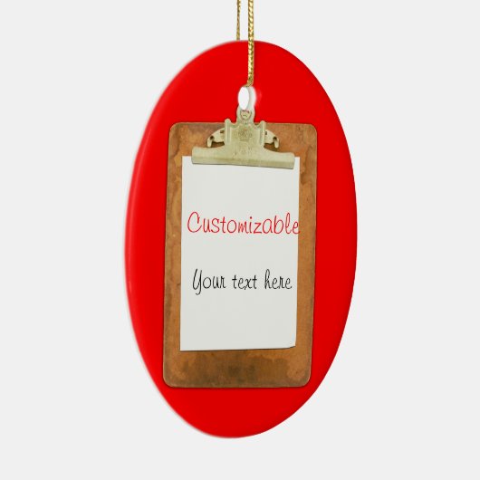 明白な白書が付いているクリップボード セラミックオーナメント (右)