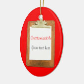 明白な白書が付いているクリップボード セラミックオーナメント (左)