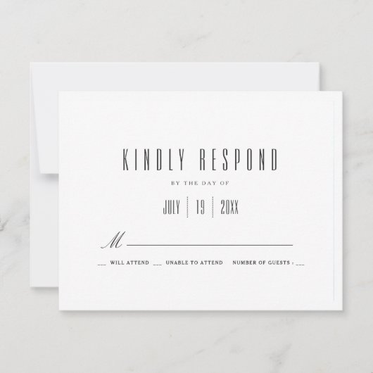 明白な白|の結婚式招待状RSVP 出欠カード (正面)