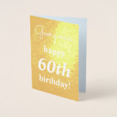 明白な金ゴールドホイルの第60誕生日の挨拶状 箔カード (正面)