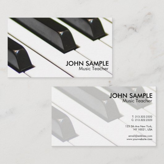 明白な音楽の先生のプロフェッショナルのシンプル 名刺 (正面/裏面)