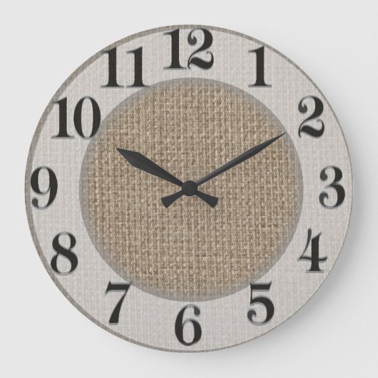 明白な黄褐色のバーラップの背景のテンプレート ラージ壁時計 (正面)