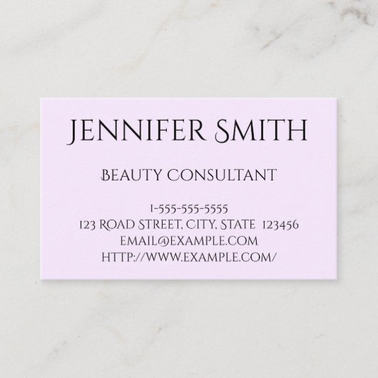 明白な、基本的な美しいコンサルタントの名刺 名刺 (正面)