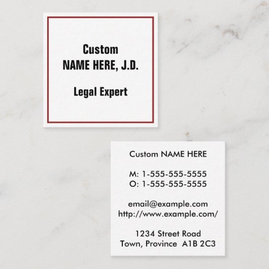 明白な、基本的な、専門の名刺 スクエア名刺 (正面/裏面)