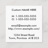 明白な、基本的な、専門の名刺 スクエア名刺 (裏面)