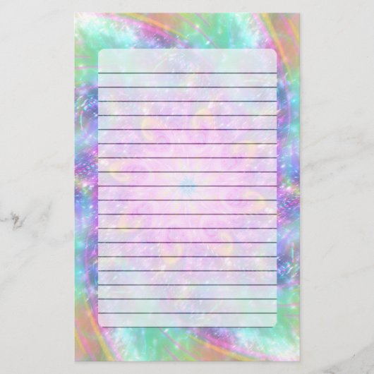 明白熱［赤熱］光を放つるいラカラフルイトスパイラルマンダラアート 便箋 (正面)