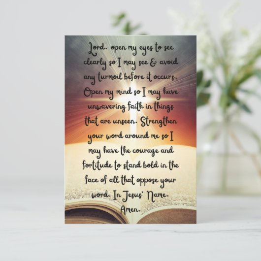 明瞭なフラットグリーティングカードのための毎日の祈りの言葉 カード (スタンド正面)