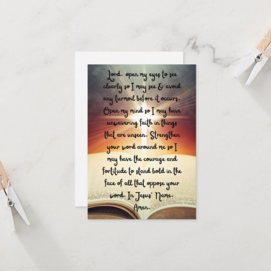 明瞭なフラットグリーティングカードのための毎日の祈りの言葉 カード (正面/裏面インサイチュ)