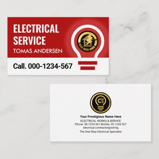 明素晴らしるい赤い電球の電源 名刺 (正面/裏面)