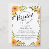 明素朴るい黄色のひまわりブライダルシャワー 招待状 (正面)